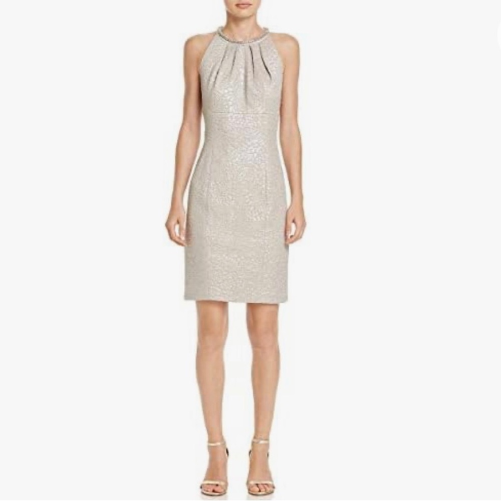 Eliza J Halter Neck Dress in Champagne Sz 8
